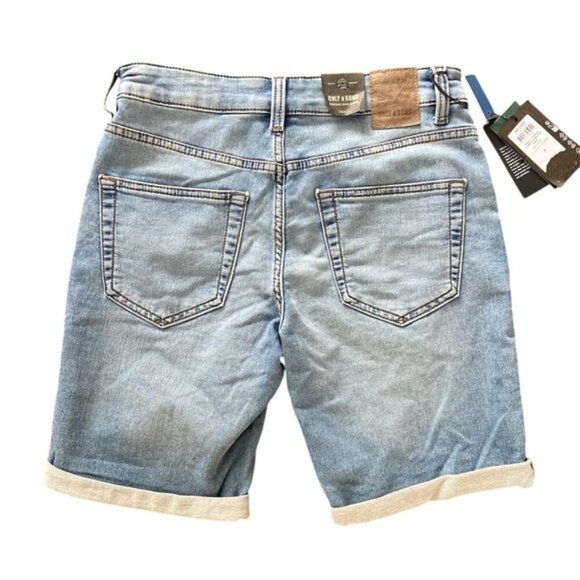 ONLY & SONS Men's Blue Denim Shorts Slim Fit New With Tags Size Small - Picture 2 of 6